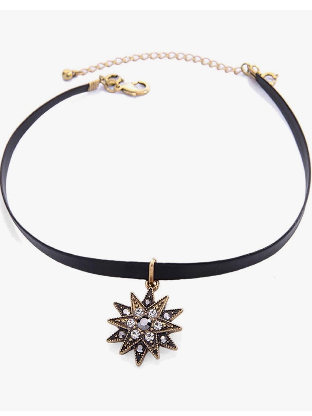 Anthropologie Black and Gold Tone Layered Starburst Pendant Necklace - Picture 3 of 6